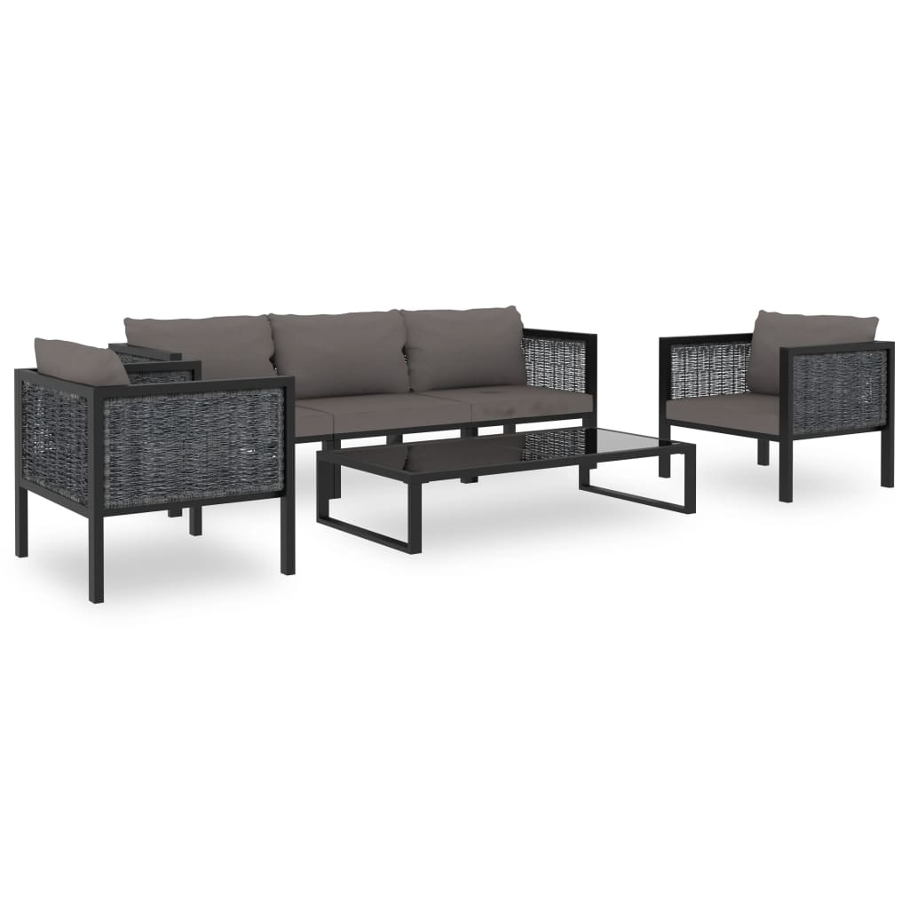 VidaXL 6-delige Loungeset met kussens poly rattan antraciet