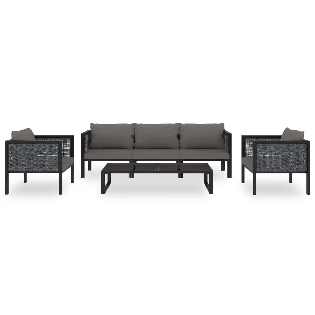 VidaXL 6-delige Loungeset met kussens poly rattan antraciet