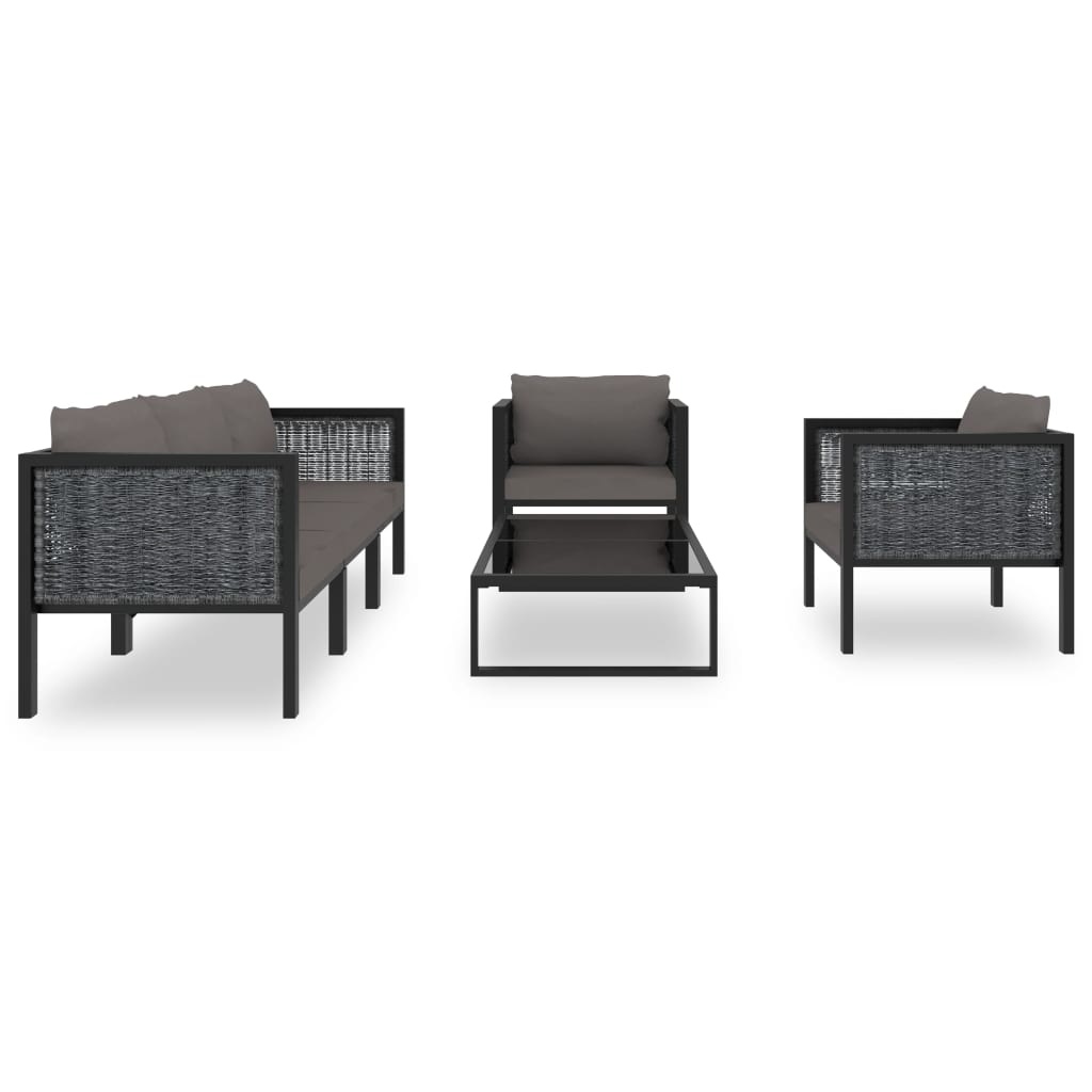 VidaXL 6-delige Loungeset met kussens poly rattan antraciet