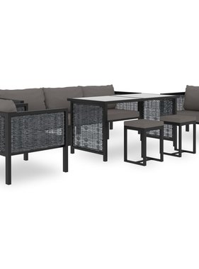 VidaXL 8-delige Loungeset met kussens poly rattan antraciet