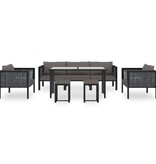 VidaXL 8-delige Loungeset met kussens poly rattan antraciet