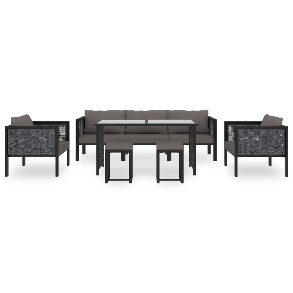 VidaXL 8-delige Loungeset met kussens poly rattan antraciet