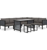 vidaXL 9-delige Loungeset met kussens poly rattan antraciet