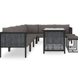 vidaXL 9-delige Loungeset met kussens poly rattan antraciet