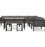 vidaXL 9-delige Loungeset met kussens poly rattan antraciet