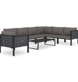 VidaXL 8-delige Loungeset met kussens poly rattan antraciet