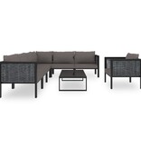 VidaXL 8-delige Loungeset met kussens poly rattan antraciet