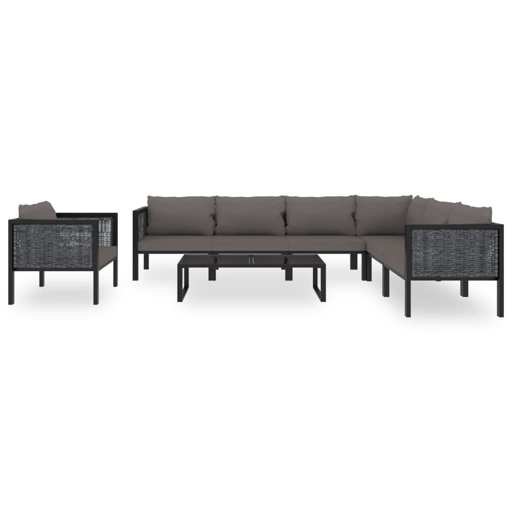 VidaXL 8-delige Loungeset met kussens poly rattan antraciet