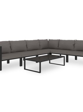 VidaXL 7-delige Loungeset met kussens poly rattan antraciet