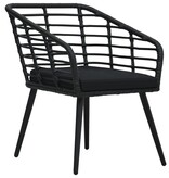 vidaXL 3-delige Bistroset poly rattan zwart