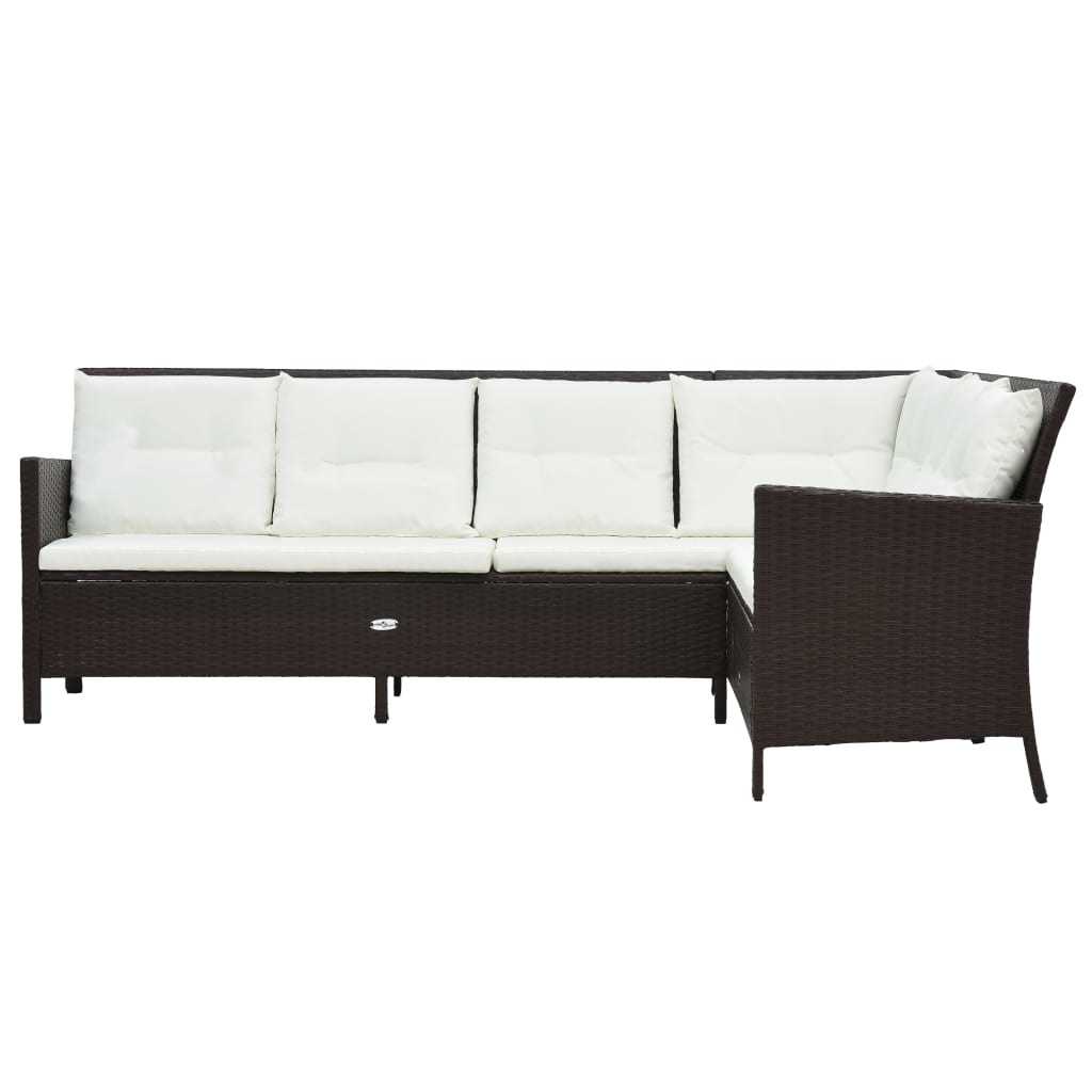 vidaXL 3-delige Loungeset met kussens poly rattan bruin