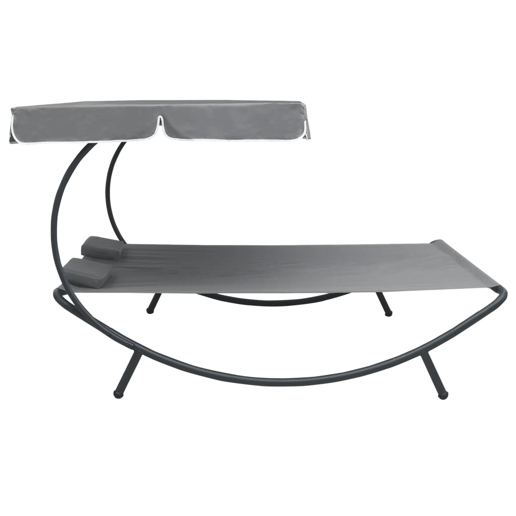 VidaXL Loungebed met luifel en kussens grijs