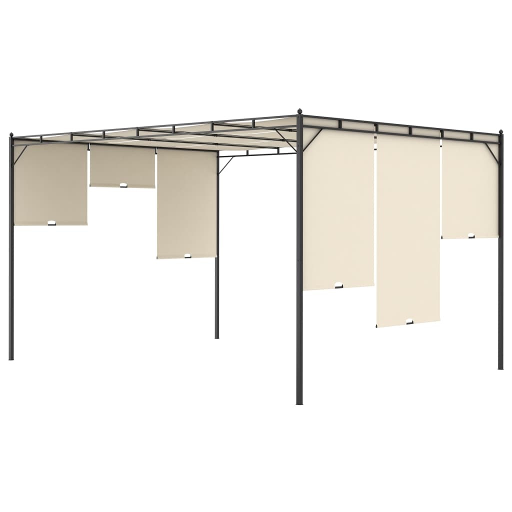 VidaXL Tuinprieel met zijgordijn 4x3x2,25 m crème
