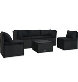 vidaXL 4-delige Loungeset met kussens poly rattan zwart