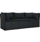 vidaXL 4-delige Loungeset met kussens poly rattan zwart