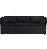 vidaXL 4-delige Loungeset met kussens poly rattan zwart