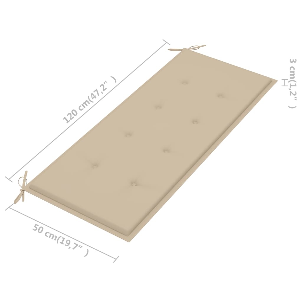 vidaXL Tuinbankkussen 120x50x3 cm beige