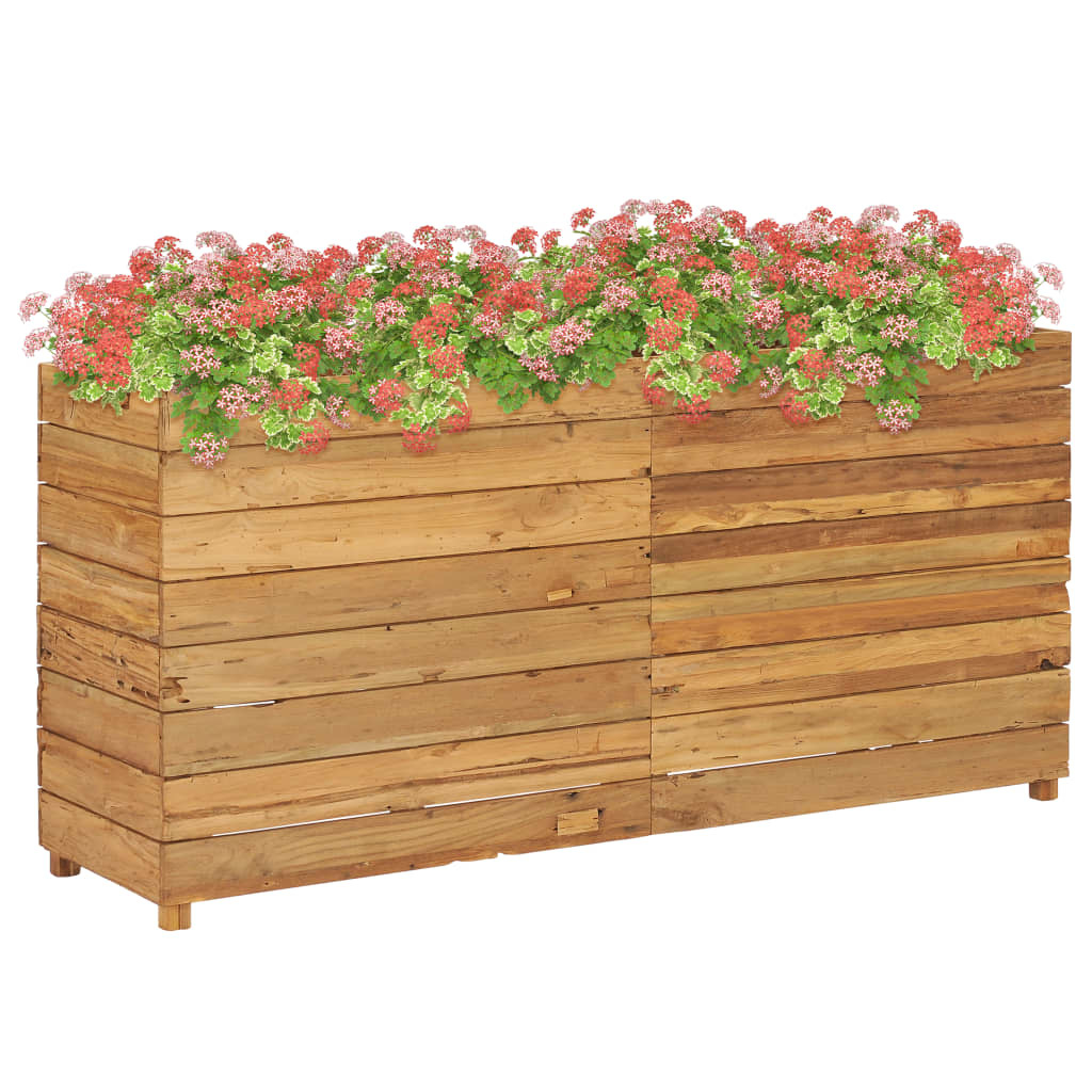 vidaXL Plantenbak verhoogd 150x40x72 cm gerecycled teakhout en staal