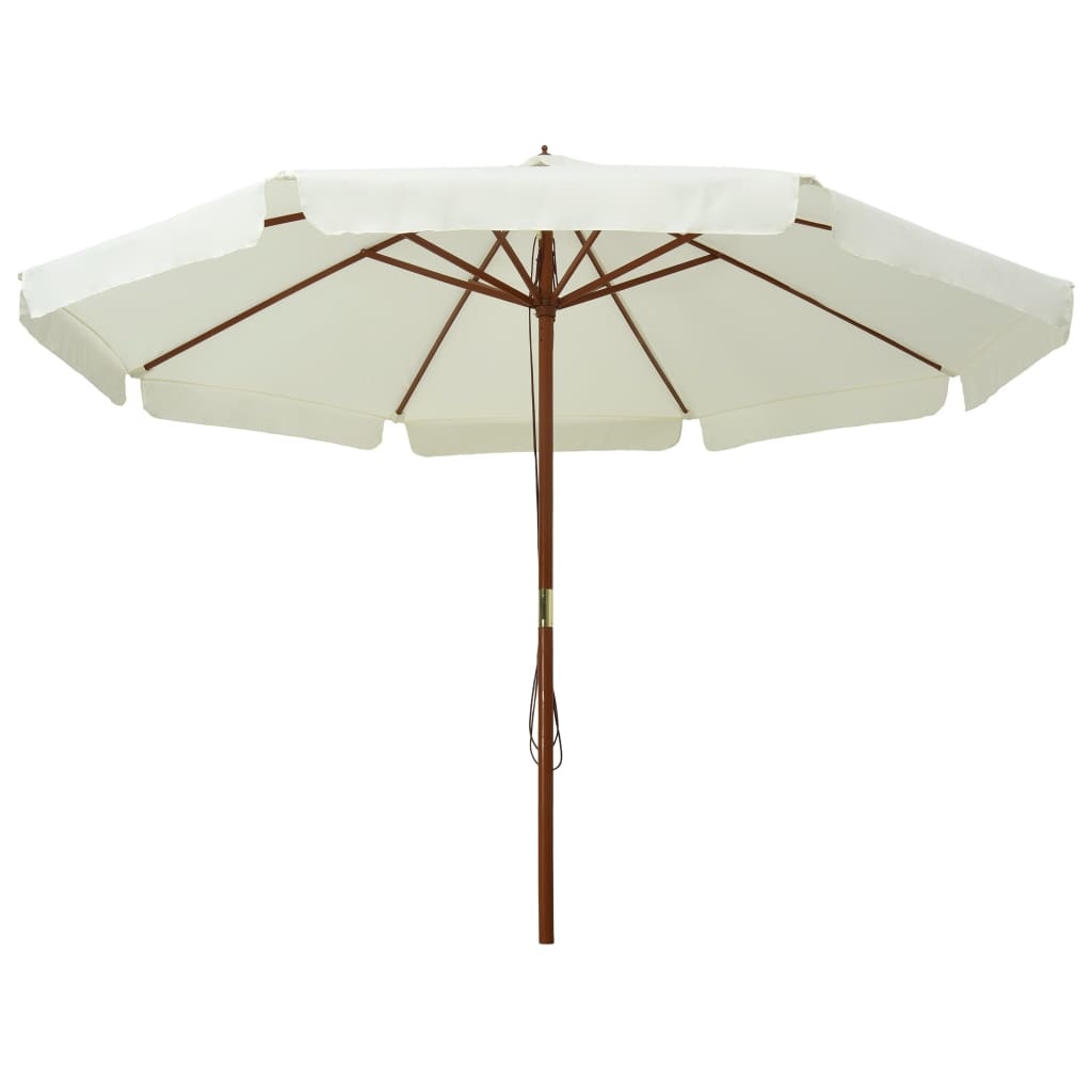 VidaXL Parasol met houten paal 330 cm zandwit