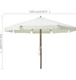 VidaXL Parasol met houten paal 330 cm zandwit