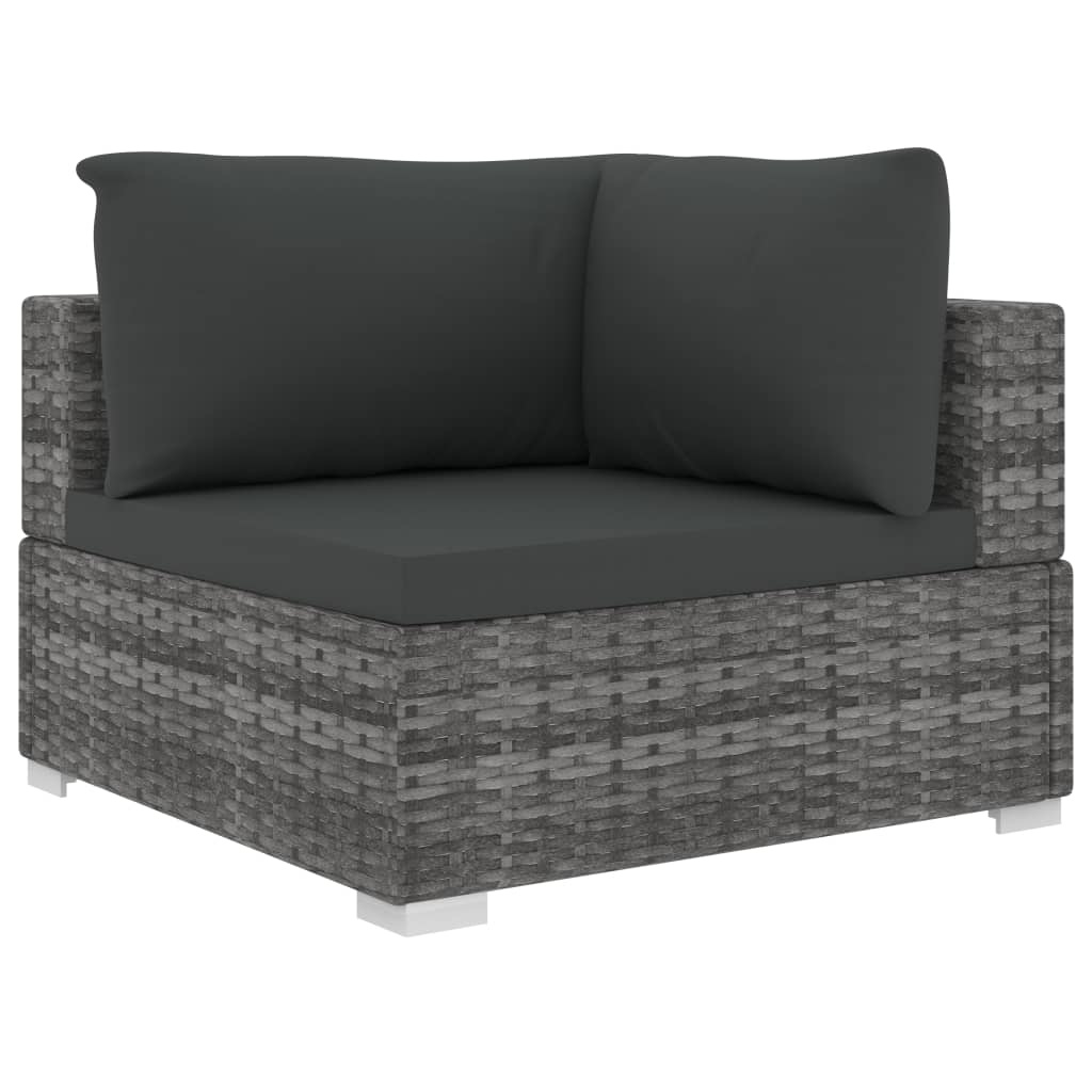 VidaXL 5-delige Loungeset met kussens poly rattan grijs