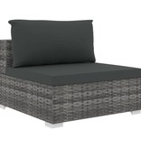 VidaXL 5-delige Loungeset met kussens poly rattan grijs