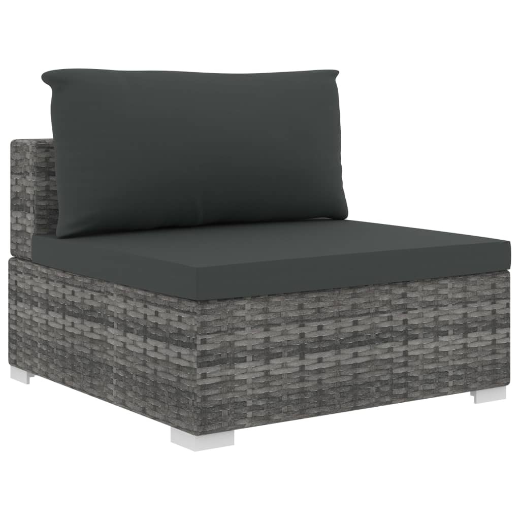 VidaXL 5-delige Loungeset met kussens poly rattan grijs