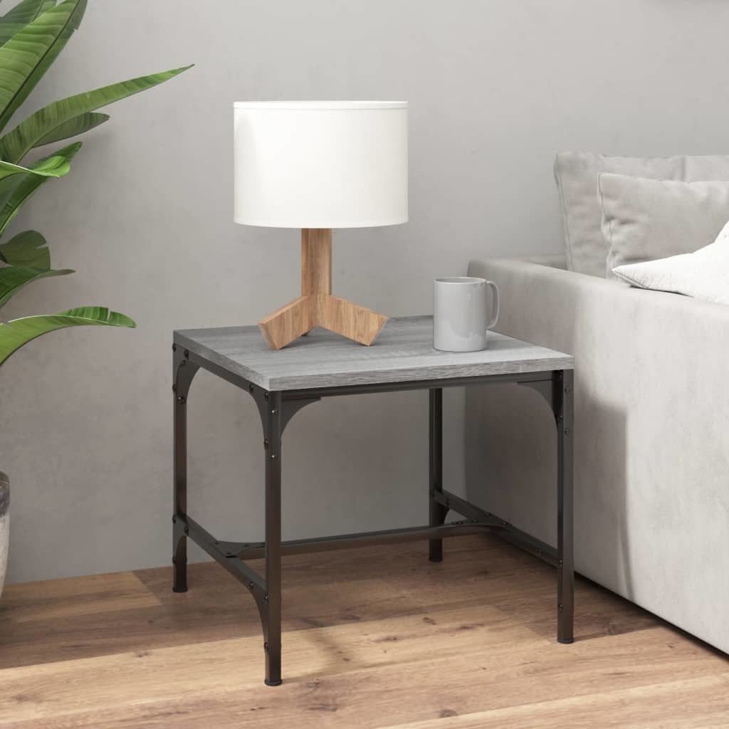 VidaXL Bijzettafels 2 st 40x40x35 cm bewerkt hout grijs sonoma eiken