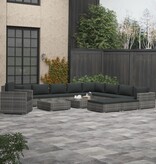 vidaXL 13-delige Loungeset met kussens poly rattan grijs