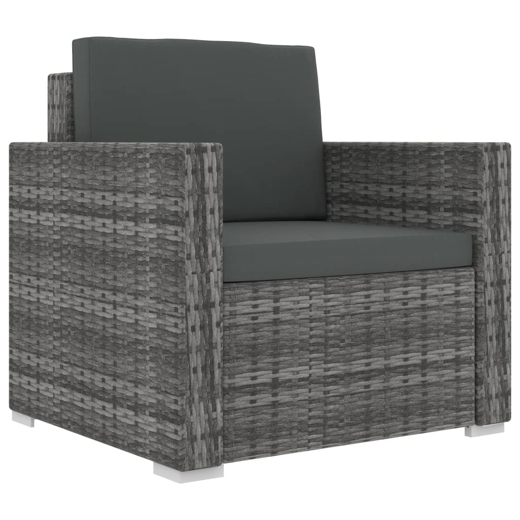 vidaXL 13-delige Loungeset met kussens poly rattan grijs