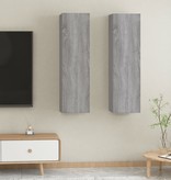VidaXL Tv-wandmeubels 2 st 30,5x30x110 cm grijs sonoma eikenkleurig