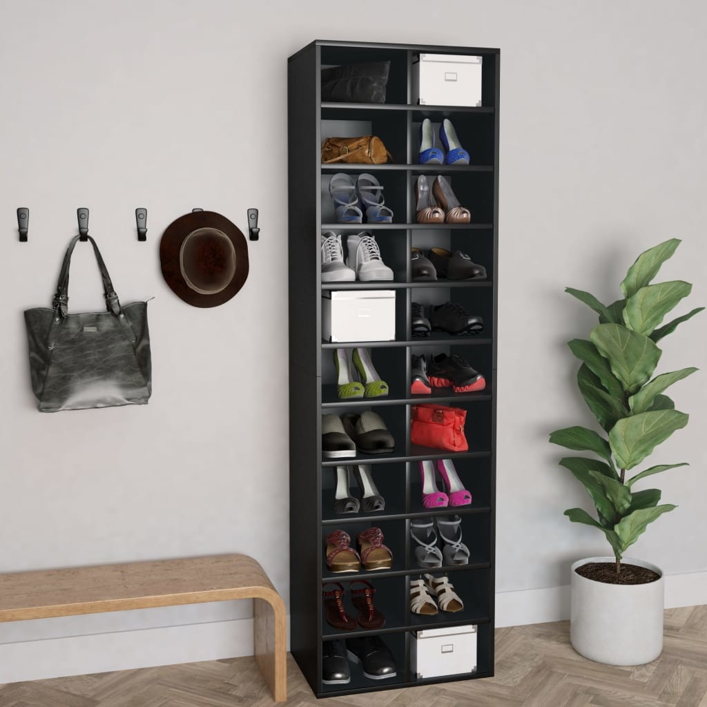 VidaXL Schoenenkast 54x34x183 cm bewerkt hout zwart