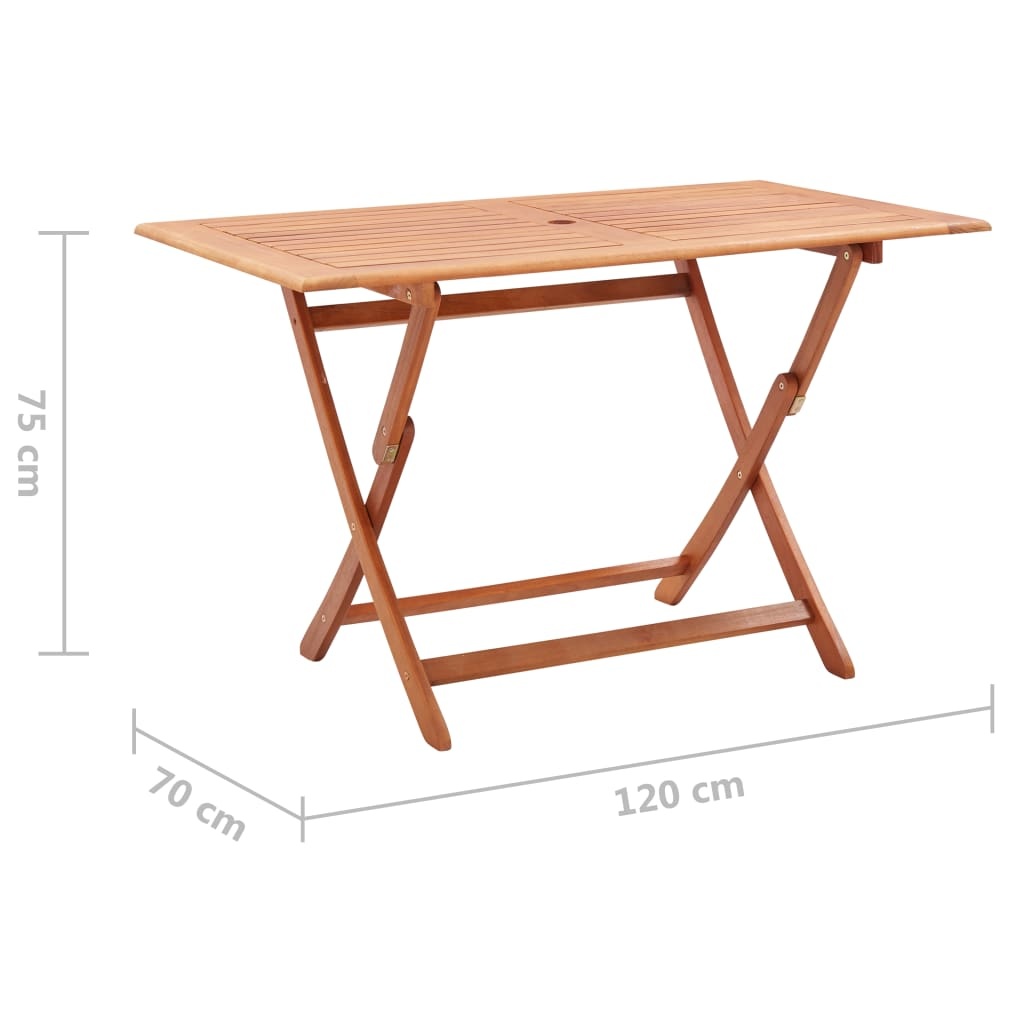 vidaXL Tuintafel inklapbaar 120x70x75 cm massief eucalyptushout