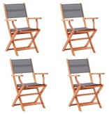 VidaXL Tuinstoelen inklapbaar 4 st eucalyptushout en textileen grijs