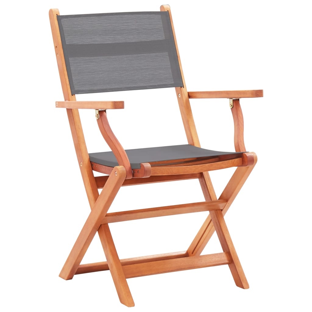 VidaXL Tuinstoelen inklapbaar 4 st eucalyptushout en textileen grijs