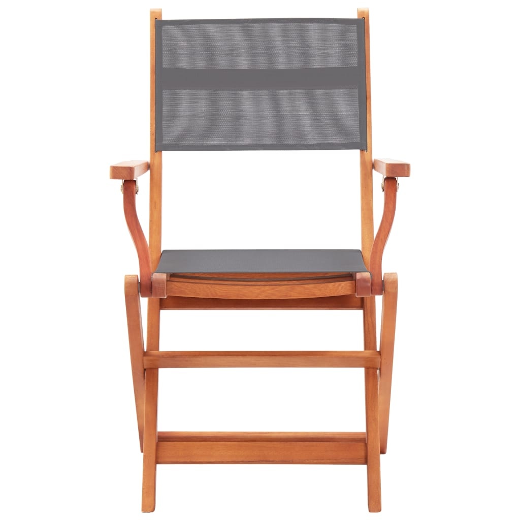 VidaXL Tuinstoelen inklapbaar 4 st eucalyptushout en textileen grijs