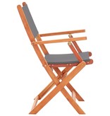 VidaXL Tuinstoelen inklapbaar 4 st eucalyptushout en textileen grijs