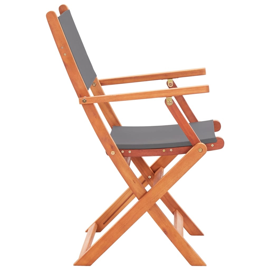 VidaXL Tuinstoelen inklapbaar 4 st eucalyptushout en textileen grijs