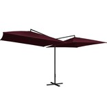 VidaXL Parasol dubbel met stalen paal 250x250 cm bordeauxrood