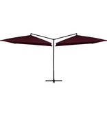 VidaXL Parasol dubbel met stalen paal 250x250 cm bordeauxrood
