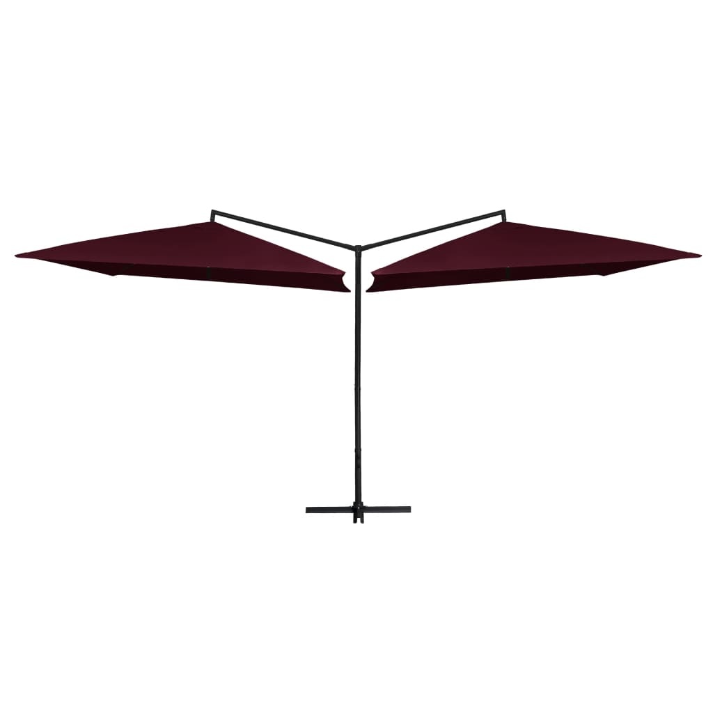 VidaXL Parasol dubbel met stalen paal 250x250 cm bordeauxrood