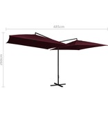 VidaXL Parasol dubbel met stalen paal 250x250 cm bordeauxrood