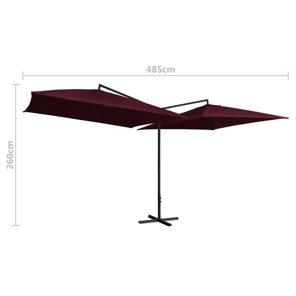 VidaXL Parasol dubbel met stalen paal 250x250 cm bordeauxrood