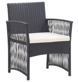 VidaXL Tuinstoelen met kussens 2 st poly rattan zwart