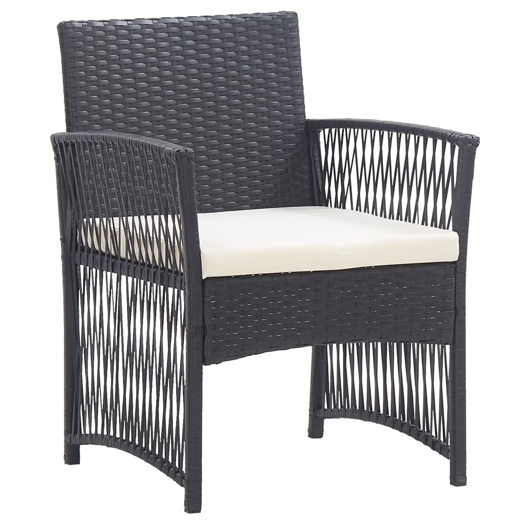 VidaXL Tuinstoelen met kussens 2 st poly rattan zwart