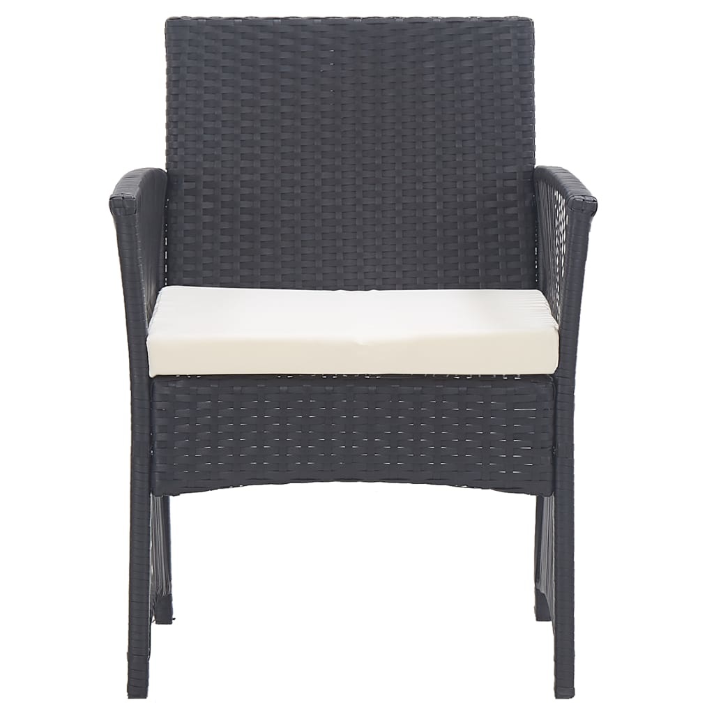 VidaXL Tuinstoelen met kussens 2 st poly rattan zwart
