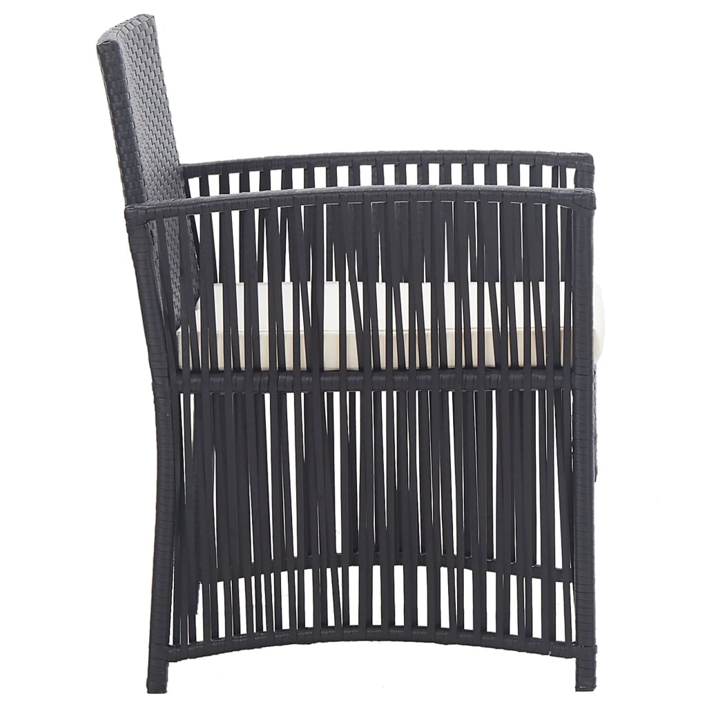 VidaXL Tuinstoelen met kussens 2 st poly rattan zwart