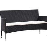 vidaXL 5-delige Loungeset met kussens poly rattan zwart