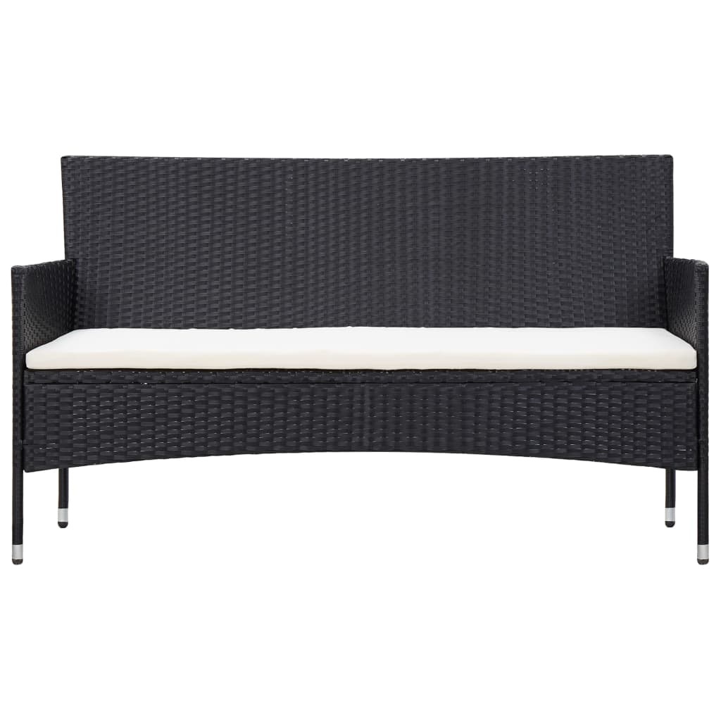 vidaXL 5-delige Loungeset met kussens poly rattan zwart