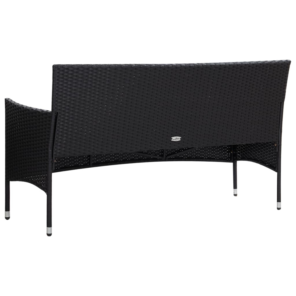 vidaXL 5-delige Loungeset met kussens poly rattan zwart